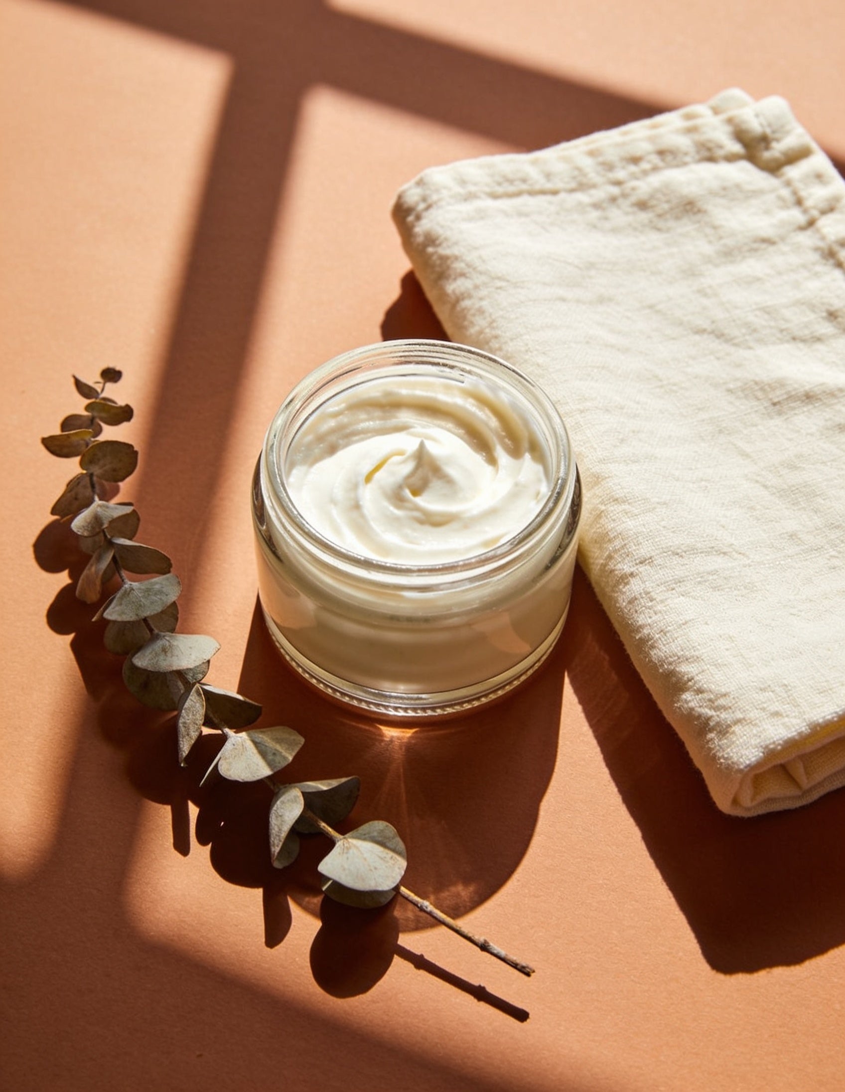 Sanatlyn body care whipped body butter flat lay with linen towel
