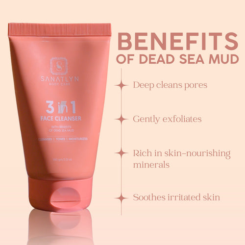 3 - in - 1 Face Cleanser with Dead Sea Mud - Cleanses, Tones & Moisturizes in One Step - Sanatlyn Body CareSanatlyn