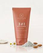 Sanatlyn 3-in-1 Face Cleanser tube with ingredients on a light background