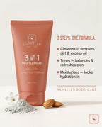 Sanatlyn 3-in-1 Face Cleanser with product details on a light background