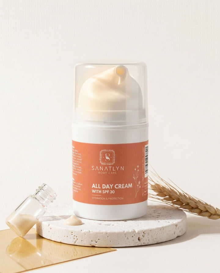 Sanatlyn All Day Cream with SPF 30 on a light background